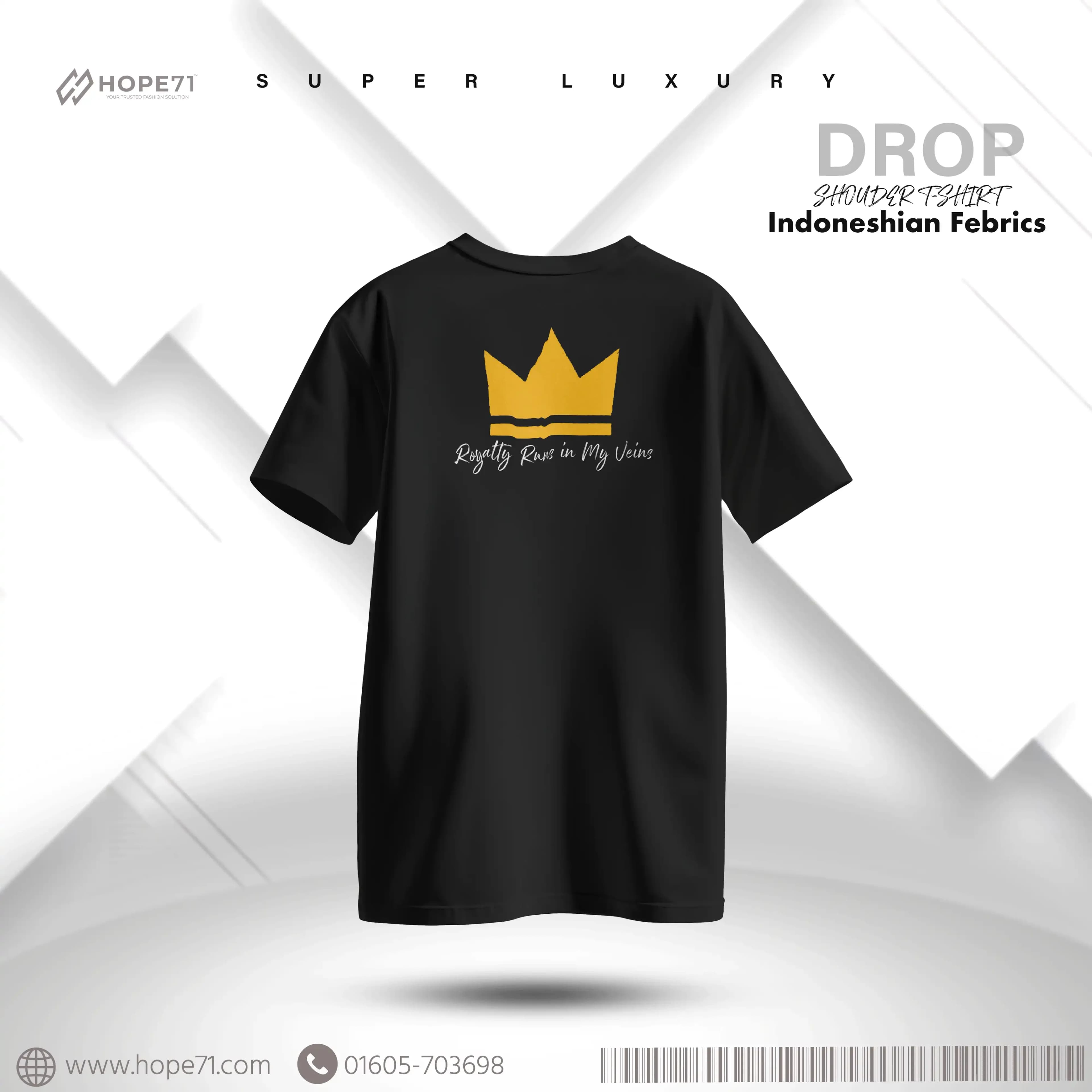 Black Luxury Drop shoulder T-Shirt thumbnail 3