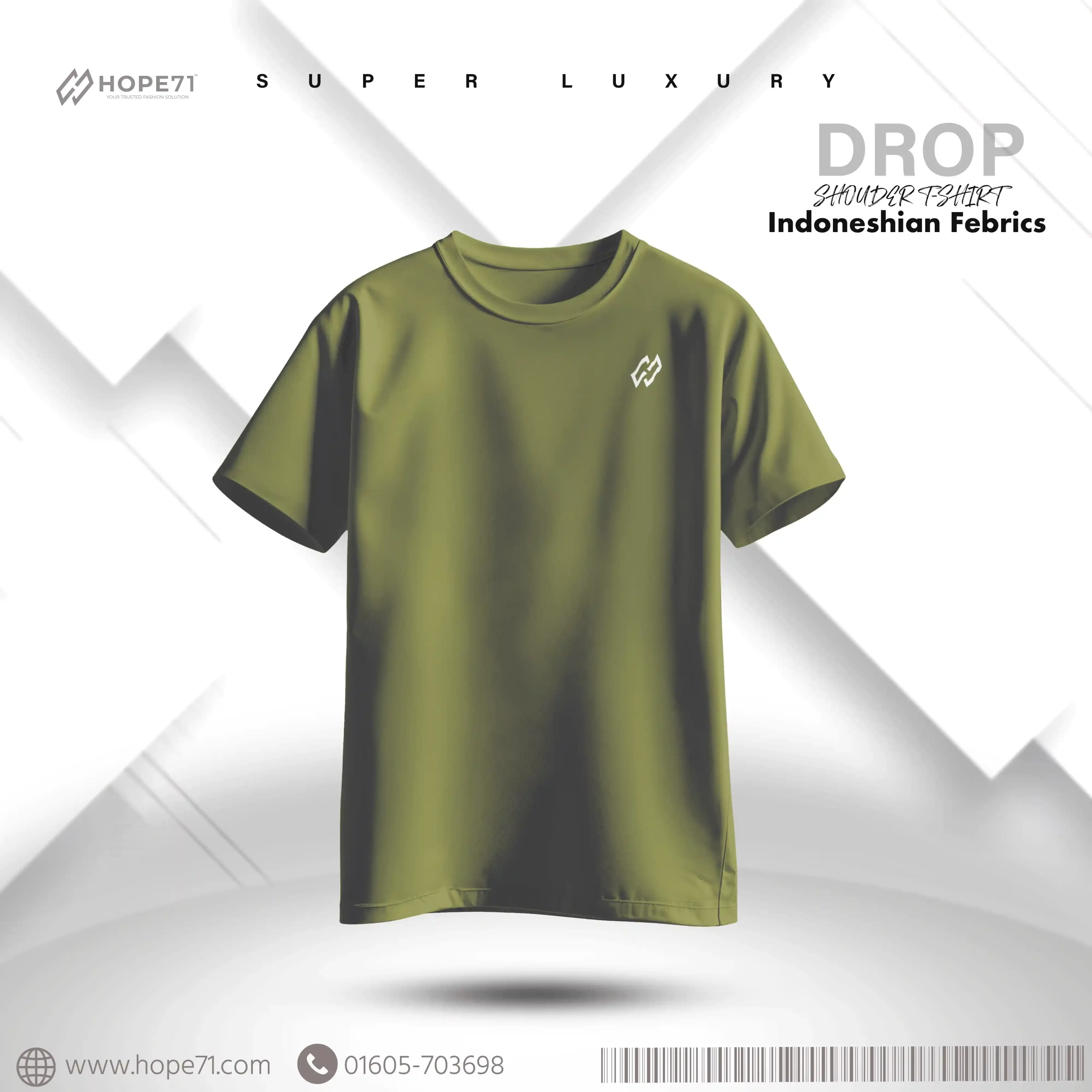 Olive Luxury Drop shoulder T-Shirt