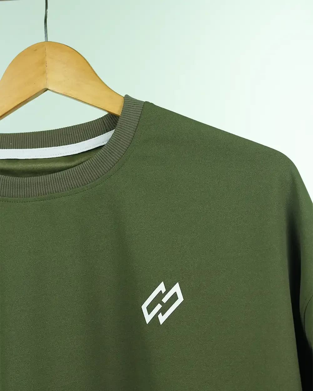 Olive Luxury Drop shoulder T-Shirt thumbnail 2
