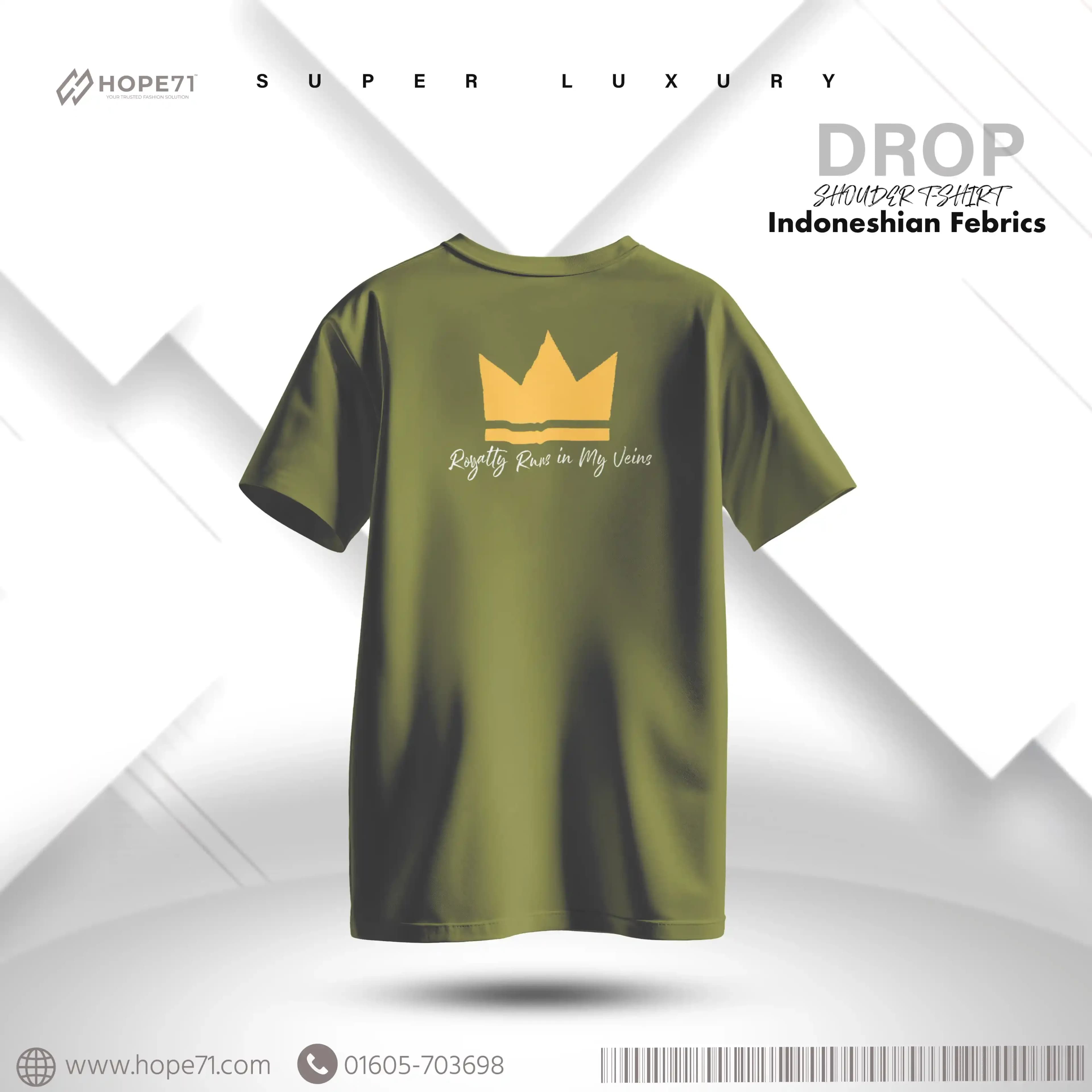 Olive Luxury Drop shoulder T-Shirt thumbnail 3