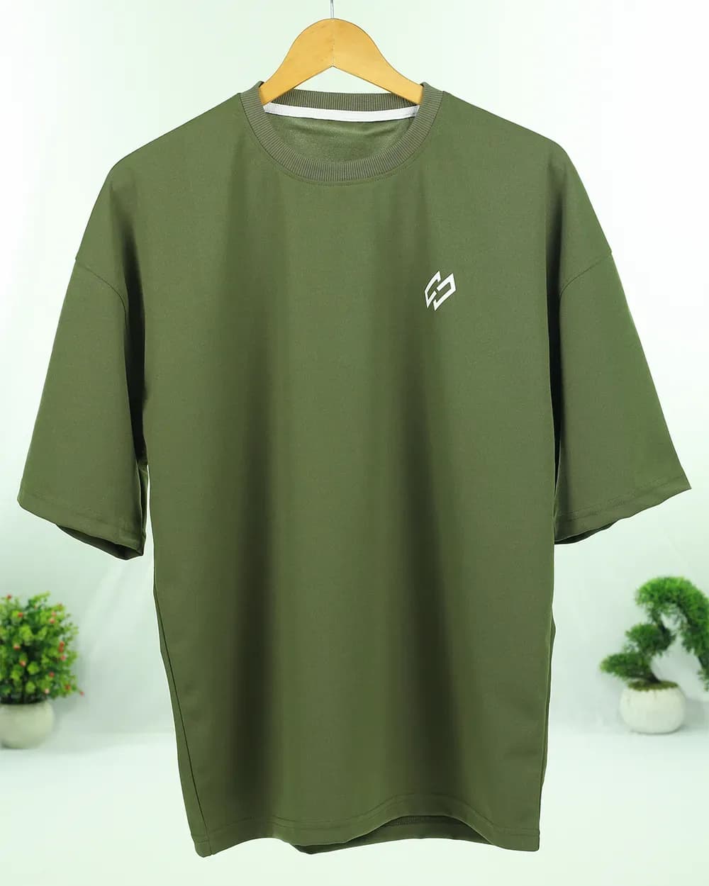 Olive Luxury Drop shoulder T-Shirt thumbnail 4