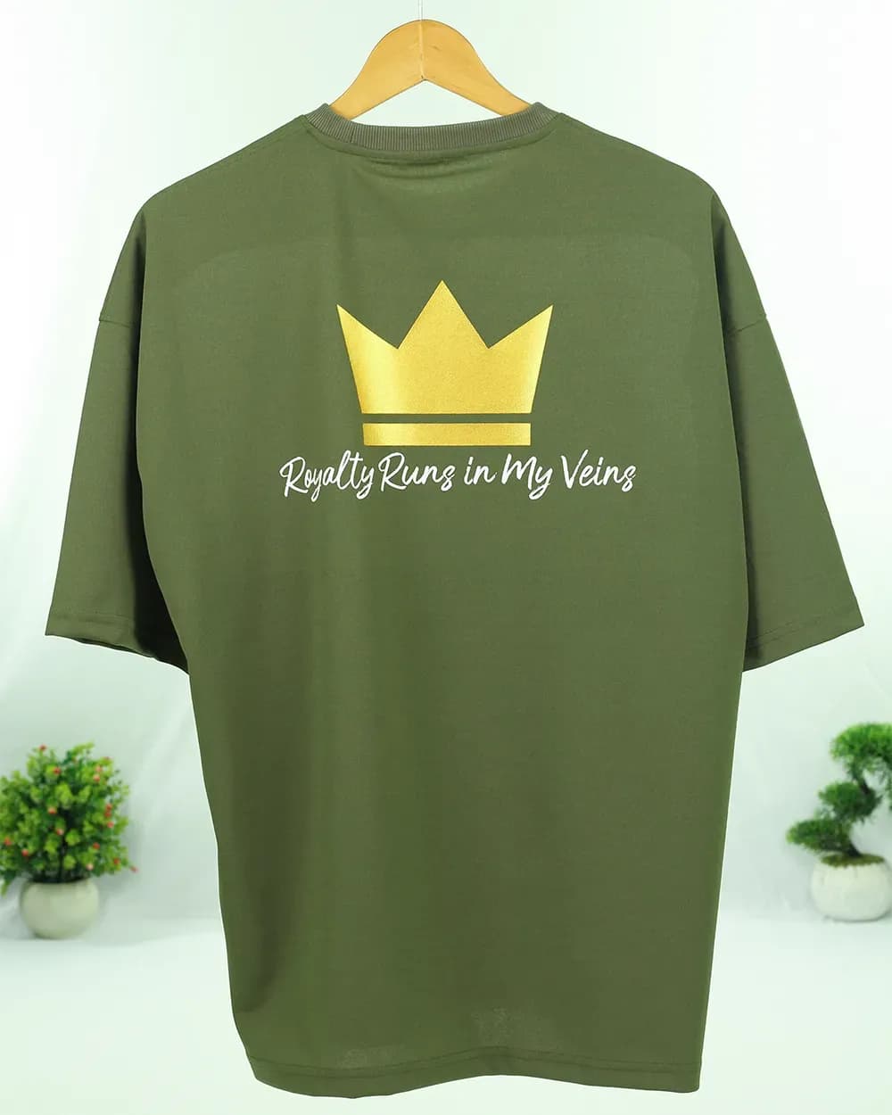 Olive Luxury Drop shoulder T-Shirt thumbnail 5