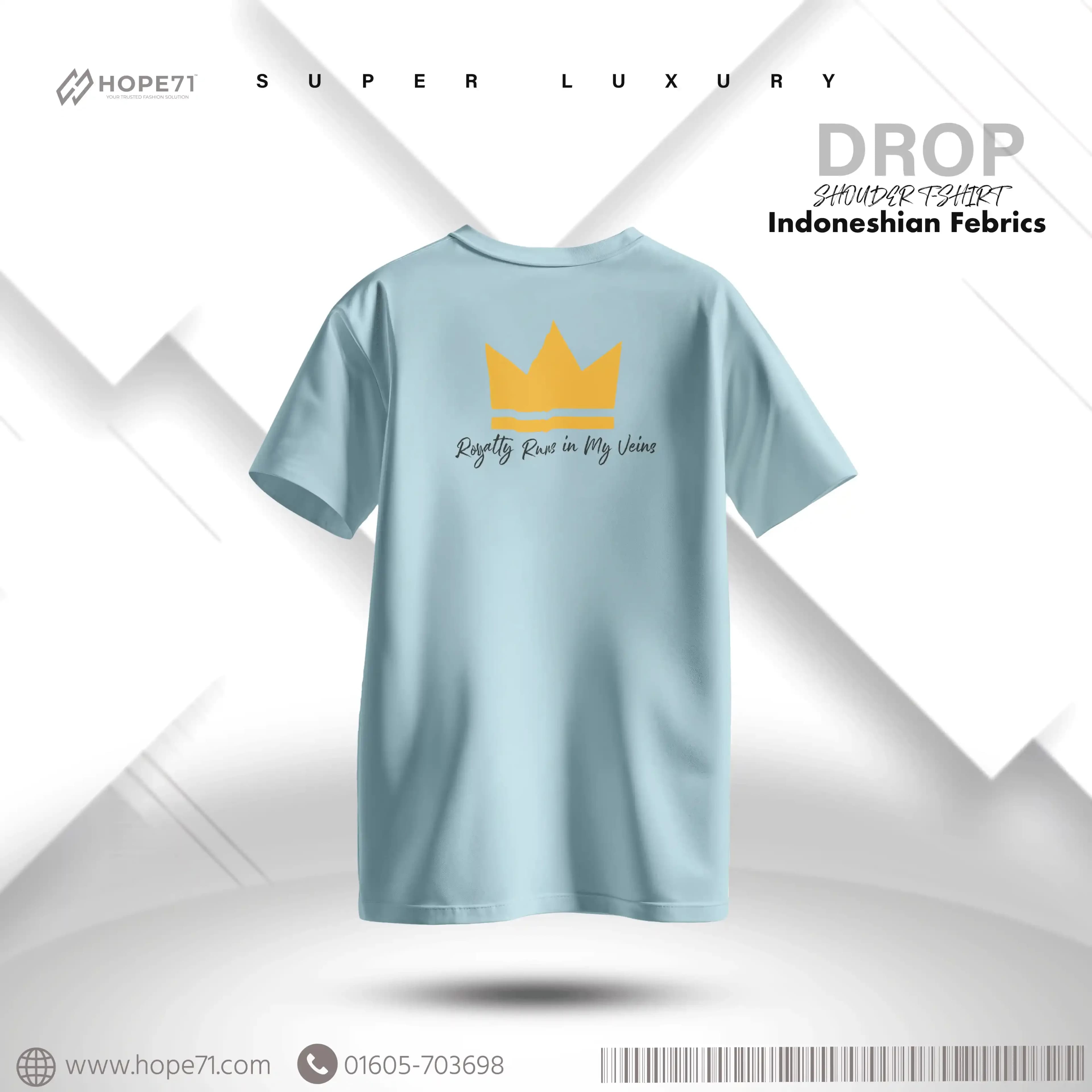 Sky Blue Luxury Drop shoulder T-Shirt thumbnail 3