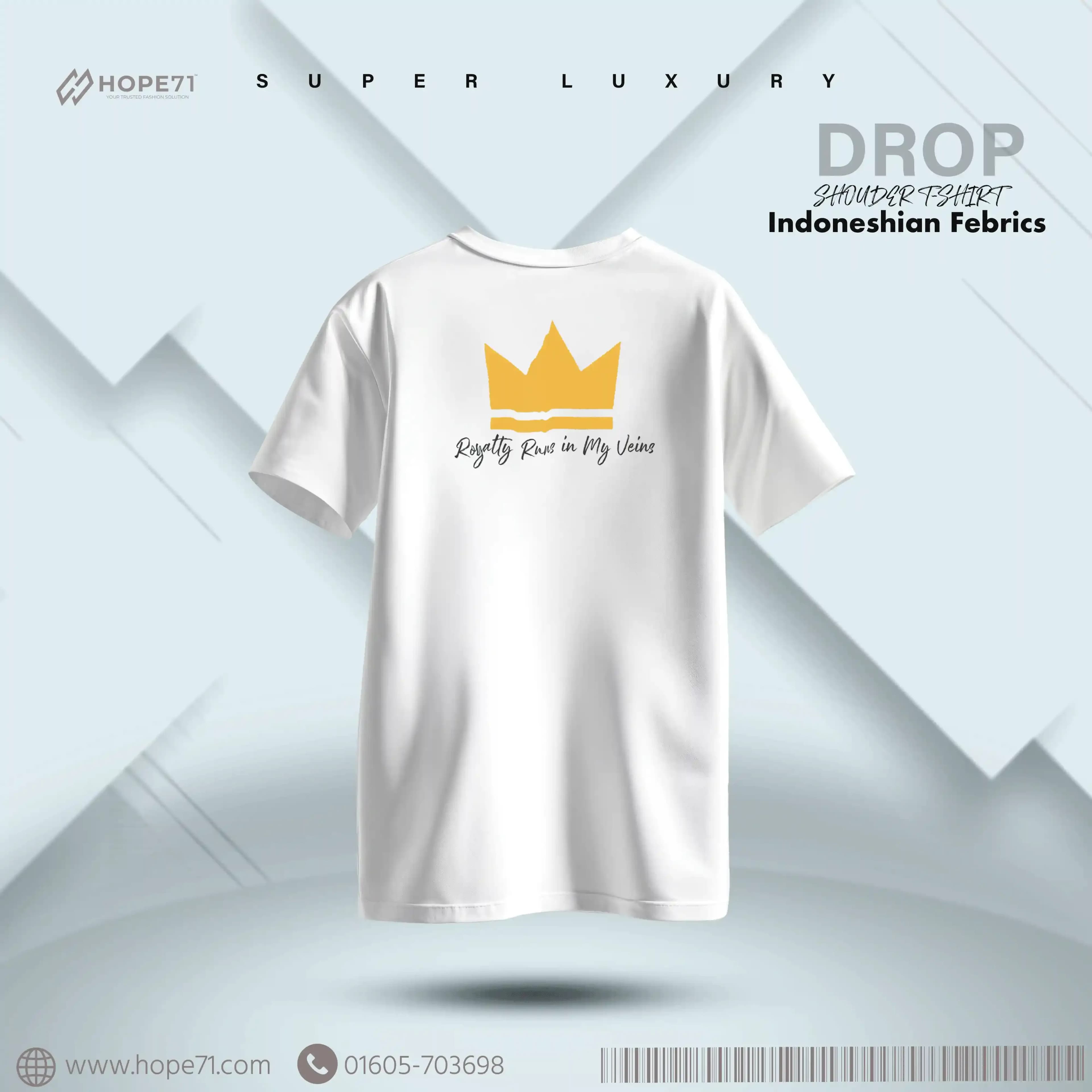 White Luxury Drop shoulder T-Shirt thumbnail 3