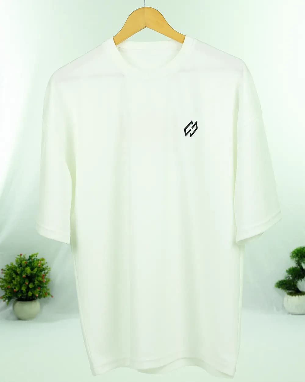 White Luxury Drop shoulder T-Shirt thumbnail 5