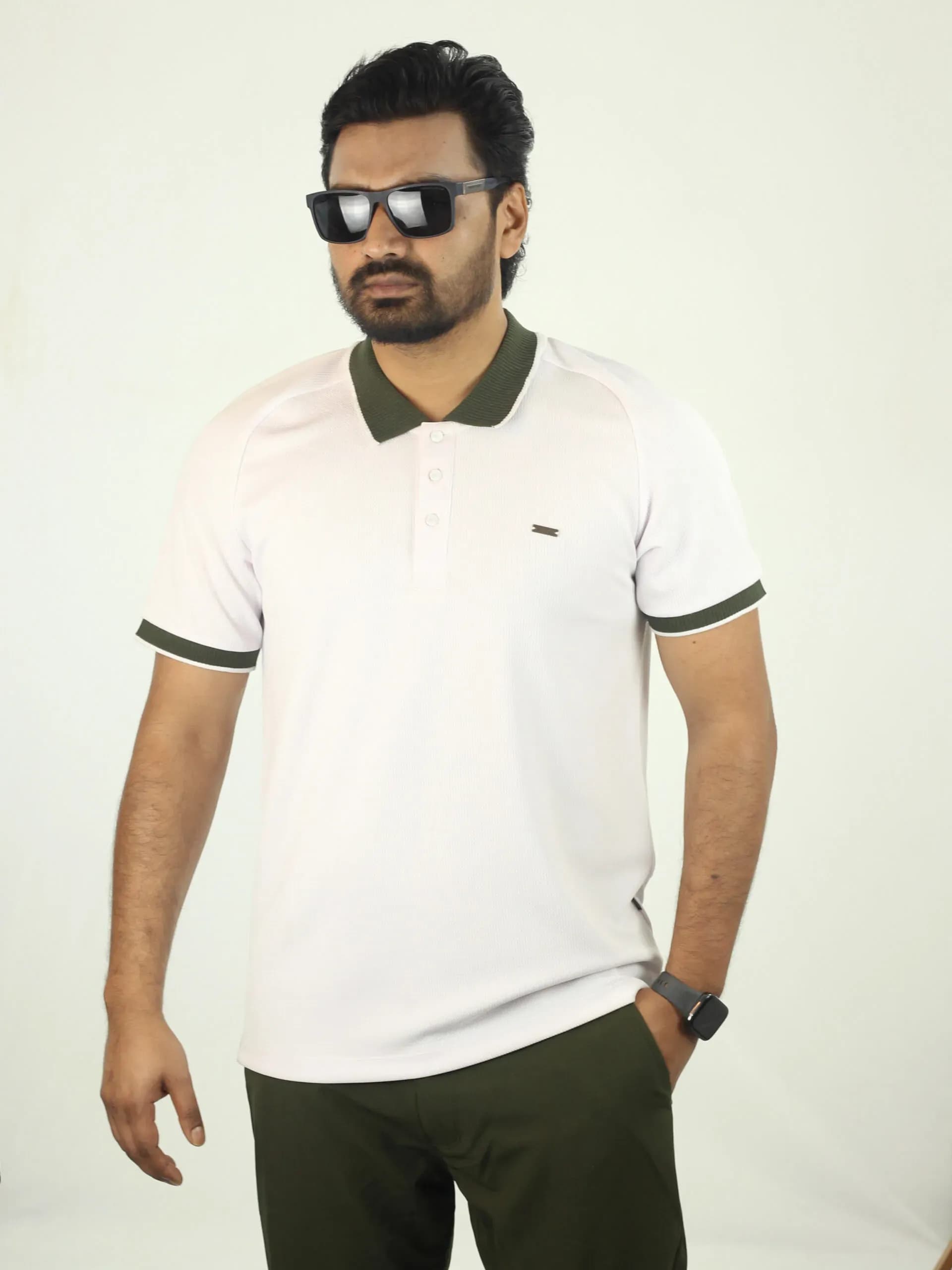 White Polo +Olive Hybrid Pant thumbnail 2