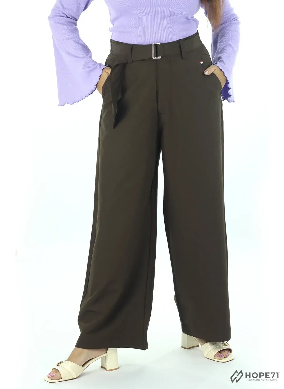 Wide Leg Pants-Dark chocolate