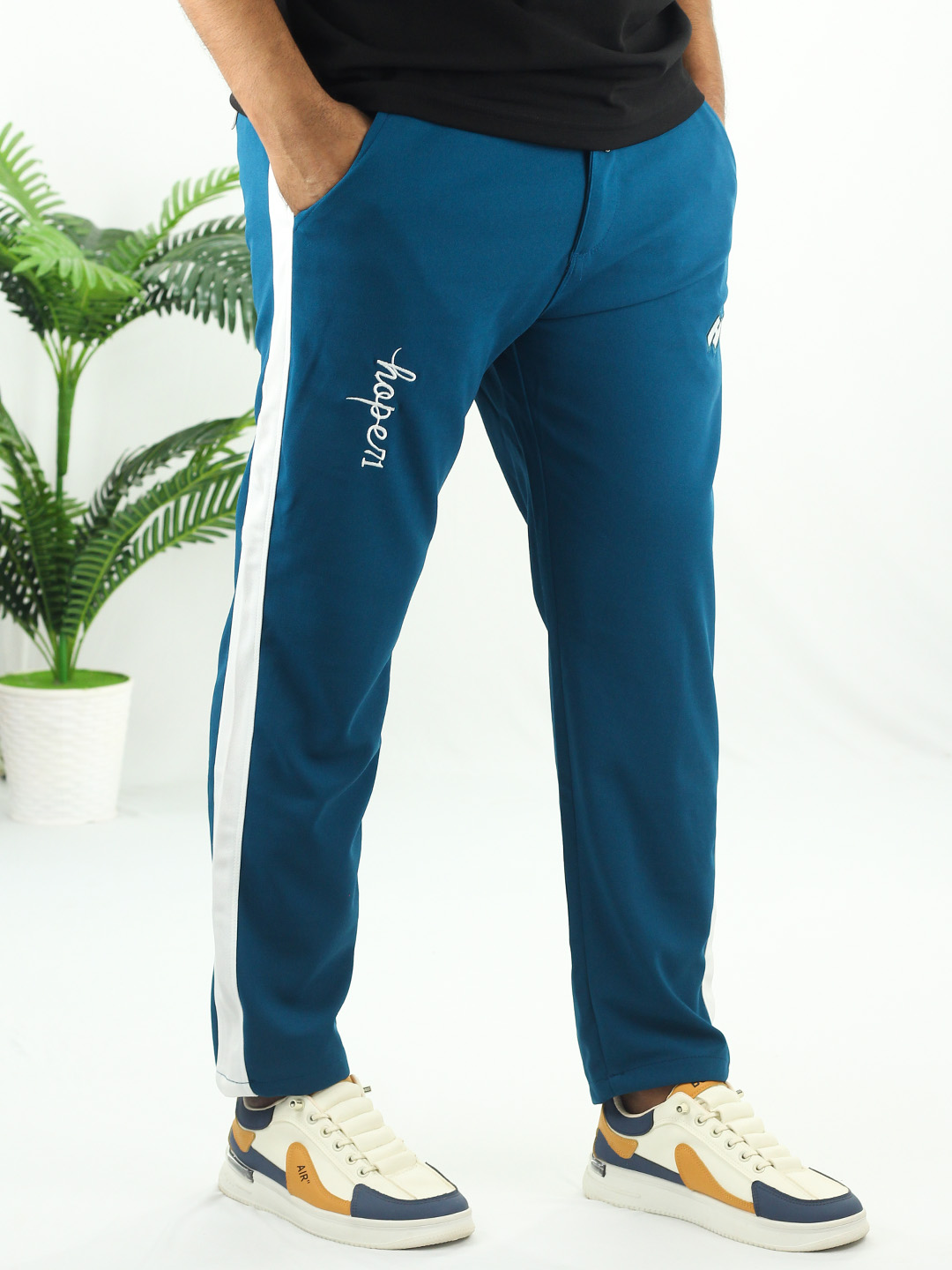 sea green front Luxury Stripe Sea-Green Trouser - Image 1