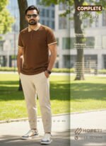 Brown Polo + Cream Hybrid Pant