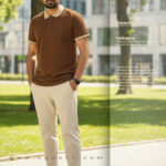 Brown Polo + Cream Hybrid Pant